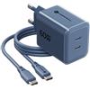 FORCELL CARICABATTERIE GAN3 ORIGINALE VT-60 2X USB-C FINO A 60W AVS DARK BLUPER SMARTPHONE TABLET
