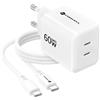 FORCELL CARICABATTERIE GAN3 ORIGINALE VT-60 2X USB-C FINO A 60W AVS WHITE PER SMARTPHONE TABLET