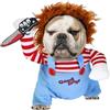 DvBCNMe Set di 3 costumi di Halloween per cani assassini, taglia M, con giacca e barba artificiale, per cani di Halloween, regolabile, traspirante, per gatti, per feste a tema