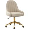 Sedia da scrivania, sedia da camera in pelle PU sedia girevole regolabile per computer sedie da toeletta per camera da letto/sala studio per ragazze (Beige)