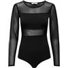 ONLY Maglia Body a Manica Lunga in Rete Bodycon Top Top