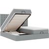 vidaXL Ottoman letto con materassi grigio chiaro 180x200 cm tessuto