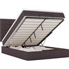 vidaXL Ottomana con materasso e LED in tessuto marrone scuro 140x200 cm