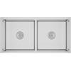 LKJVFCPW Lavello da incasso in acciaio inox, 86,5 x 44 cm, lavello da cucina con due vasche, fatto a mano, insonorizzato, scarico a forma di X, lavello da incasso per la cucina