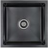 LKJVFCPW Lavello da cucina in acciaio inox, nero, 44 x 44 cm, da incasso, quadrato, realizzato a mano, con isolamento acustico