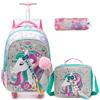 Egchescebo Bambini Rolling Zaino per Ragazze Zaini Bagagli per Elementare, Rosa-12811, 17, Zaini da viaggio
