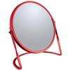 Spirella - Specchio ingranditore su Piede AKIRA - Acciaio Robusto - Doppia Faccia con Ingrandimento x5 e Specchio Classico - Ruotabile a 360° - Rosso Opaco