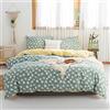 AMWAN Set Copripiumino Floreale Con Motivo Margherita In Stile Garden, Matrimoniale, Comodo Set Di Biancheria Da Letto In 100% Cotone, Elegante Copripiumino Con Motivo Floreale Bianco E Verde