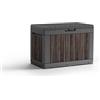 Keter Signature Kentwood - Contenitore da giardino in legno di palissandro, compatto, resistente alle intemperie, con coperchio bloccabile e design multifunzionale, capacità 190 l