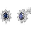 Miore Orecchini Donna con Zaffiri e Diamanti Naturali in Argento Sterling 925, Orecchino a Lobo con Zaffiri Kate Middleton anallergico. Chiusura con perno passante e farfalla.