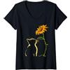 Girasole Bel Gatto Giallo Craze Tees Girasole Bel Gatto Giallo Maglietta con Collo a V