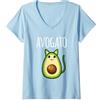 Funny Avogato Shirts Co. Donna Avogato Vegan Vegetarian Cat Avocado Maglietta con Collo a V