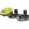 Ryobi Kit 2 Batterie Originali 18V ONE+ Lithium+ 4,0 Ah + 2,0 Ah con Caricabatterie, Indicatori Stato Carica, Compatibile con Tutti i Prodotti 18V ONE+, RC18120A-242X