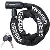 GRIFEMA GA1201-12 Lucchetto antifurto per bicicletta con chiave, lucchetto a catena per biciclette, moto, scooter, 120 cm, nero