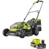 Ryobi RY18LM37A‑140 Tagliaerba Brushless a Batteria 18 V ONE+, Larghezza 37 cm, 6 Livelli Altezza, EasyEdge™, Sacco 45 L, Batteria 4 Ah e Caricabatterie Inclusi