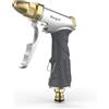 Ibergrif M20284 Pistola da giardino in Metallo, pistola ad acqua a pressione con ugello in ottone completo, con 4 modelli di irrigazione, per lavare auto, animali domestici, irrigazione giardino