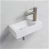 Ibergrif M41102-R Lavabo Rettangolare in Ceramica con 1 Foro per Rubinetto, Lavabo Sinistro a Parete, Dimensioni Piccole: 376 × 188 × 93 mm, Bianco