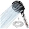 Ibergrif Set Doccia Filtrata 125mm + Tubo 150cm, 3 Modalità di Getto, Riduce Calcare e Cloro, Alta Pressione e Risparmio Idrico, Ugelli Anti-Intasamento, M20226-1