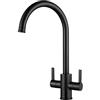 Ibergrif M22140B Rubinetto Lavello Cucina Nero, Miscelatore Cucina con Beccuccio di Comfort, Miscelatore Lavello Cucinacon Spray a Due Funzion, Rotazione a 360°, Cromo