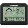 GRIFEMA GA2901B, Termometro Igrometro Digitale, Igrometro Umidità Casa con Retroilluminazione, Registrazione Max/Min, Orologio/Data, Ideale per Casa/Serra, Bianco, Nero