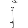 Ibergrif M17004B Doccia Soffione Completo Nera, Asta Doccia con Soffione e Doccetta, Set Doccia con Asta per Doccia Regolabile a Muro, Doccia a Pioggia, Doccetta, Supporto, Cromo, Argento