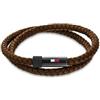 Tommy Hilfiger Jewelry Braccialetto da Uomo con Pelle Intrecciata Marrone a Doppio Giro - 2790612S