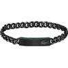 Lacoste Braccialetto a Catena da Uomo Collezione BASELINE in Acciaio Inossidabile Nero con una Placca Incisa - 2040082