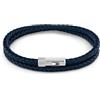 Tommy Hilfiger Jewelry Braccialetto da Uomo con Pelle Intrecciata Blu a Doppio Giro - 2790264S