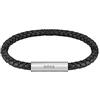 BOSS Jewelry Braccialetto da Uomo Collezione BRAIDED LEATHER con Pelle Nera e Chiusura in Acciaio Inox - 1580152