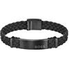 BOSS Jewelry Braccialetto da Uomo Collezione DYLAN con Pelle Scamosciata Intrecciata Nera e Dettagli in Acciaio Inossidabile Nero - 1580608M