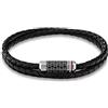 Tommy Hilfiger Jewelry Braccialetto da Uomo con Pelle Intrecciata Nera a Doppio Giro - 2790327