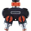 GRIFEMA GE1401-2, Distributore di irrigatori a 2 vie, sdoppiatore per tubi, con interruttore di controllo, Flusso d'acqua a 2 o 1 vie Funziona contemporaneamente Arancione/Nero [Esclusiva Amazon]