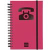 Finocam - Rubrica telefonica a doppia spirale con chiusura a elastico | 48 fogli | Piccola agenda con rubrica telefonica a doppia spirale 10 x 15 cm - colore Magenta