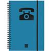 Finocam - Rubrica telefonica a doppia spirale con chiusura a elastico | 48 fogli | Agenda A5 con rubrica telefonica rilegata a doppia spirale - colore Blu