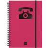 Finocam - Rubrica telefonica a doppia spirale con chiusura a elastico | 48 fogli | Agenda A5 con rubrica telefonica rilegata a doppia spirale - colore Magenta