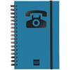 Finocam - Rubrica telefonica a doppia spirale con chiusura a elastico | 48 fogli | Piccola agenda con rubrica telefonica rilegata a doppia spirale 10 x 15 cm - colore Blu