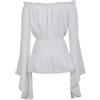 KBOPLEMQ Camicia da donna rinascimentale medievale con corsetto in vita, cintura pirata, costume per Halloween, senza spalline, vintage, boho, tunica, maniche a tromba, gotica, vittoriana