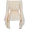 KBOPLEMQ Camicia da donna rinascimentale medievale con corsetto in vita, cintura pirata, costume per Halloween, senza spalline, vintage, boho, tunica, maniche a tromba, gotica, vittoriana