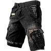 YOSUWOAI Pantaloncini cargo tattici da uomo con stampa Viking per attività all'aria aperta, stile retrò, tasche multiple, Bermuda shorts, pantaloni da trekking larghi, allenamento, sport, spiaggia, da