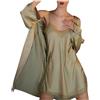 KBOPLEMQ Vestaglia da donna con camicia da notte, in due pezzi, raso, sexy, set di biancheria da notte in seta, accappatoio corto, con cintura, babydoll, camicia da notte, 2 pezzi, set di pigiama estivo, O