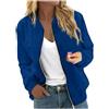 YOSUWOAI Giacca bomber da donna corta Blouson College giacca a maniche lunghe, per il tempo libero, con chiusura lampo, leggera, hip hop, in tinta unita, O blu scuro, S