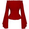KBOPLEMQ Camicia da donna rinascimentale medievale con corsetto in vita, cintura pirata, costume per Halloween, senza spalline, vintage, boho, tunica, maniche a tromba, gotica, vittoriana