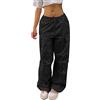 KBOPLEMQ Pantaloni cargo da donna Baggy Cargo, per adolescenti, ragazze y2k, pantaloni cargo da donna Hip Hop, pantaloni cargo 90 con tasche, pantaloni cargo a vita alta, pantaloni larghi