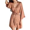 KBOPLEMQ Vestaglia da donna con camicia da notte, in due pezzi, raso, sexy, set di biancheria da notte in seta, accappatoio corto, con cintura, babydoll, camicia da notte, 2 pezzi, set di pigiama estivo, O