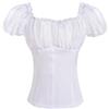 KBOPLEMQ Camicetta da donna Dirndl camicia vittoriana rossa/nero corpetto top medievale steampunk a maniche corte crop top vintage corsetto bustier camicetta costume tradizionale Oktoberfest, O bianco., M