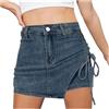 KBOPLEMQ Gonna Corta Da Donna In Jeans Estiva Asimmetrica Y2K Crossover A Vita Bassa In Denim Mini Gonna T Blu M