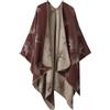 KBOPLEMQ Poncho, sciarpa invernale da donna, cardigan con motivo Ginkgo biloba, oversize, stile retrò, cardigan, poncho in lana messicano, hippie giacca, elegante poncho da donna, mantello caldo in