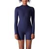 KBOPLEMQ Tuta sportiva da donna, corta, aderente, da yoga, a 1/2, con cerniera, morbida, elasticizzata, tutina sportiva per palestra, fitness, jogging, a maniche lunghe, push up a vita alta, O blu., M