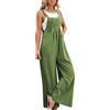 KBOPLEMQ Salopette da donna con bretelle, stile retrò, leggero, con bretelle, tinta unita, casual, oversize, pantaloni lunghi, in cotone e lino, O verde, XXL