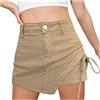 KBOPLEMQ Gonna Corta Da Donna In Jeans Estiva Asimmetrica Y2K Crossover Vita Bassa Denim Mini T Kaki L